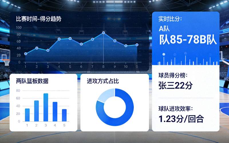 体育数据分析界面展示比赛统计图表与数据面板